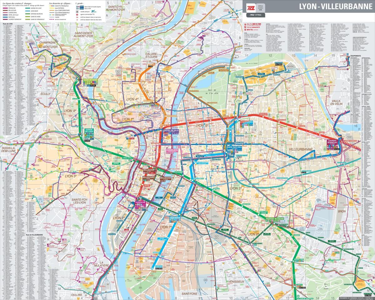 Lyon mapa de ruta de autobús