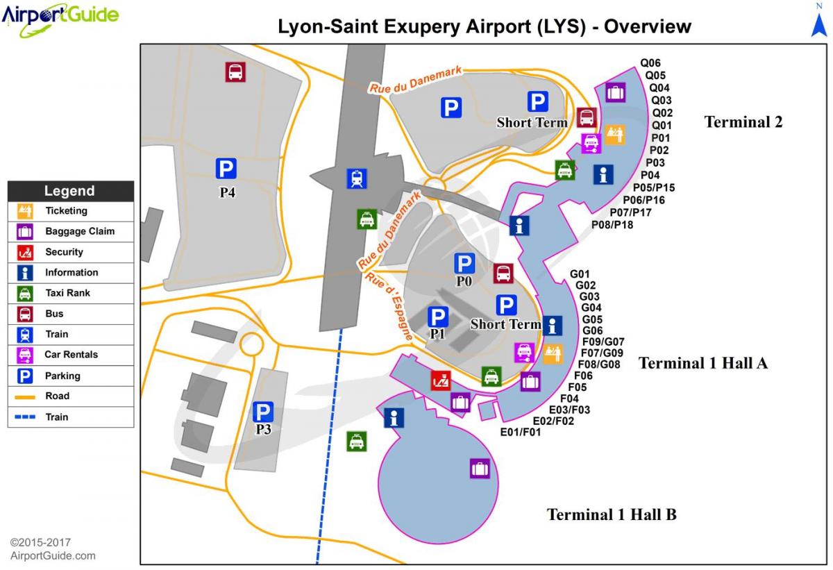 Lyon, francia aeropuerto mapa