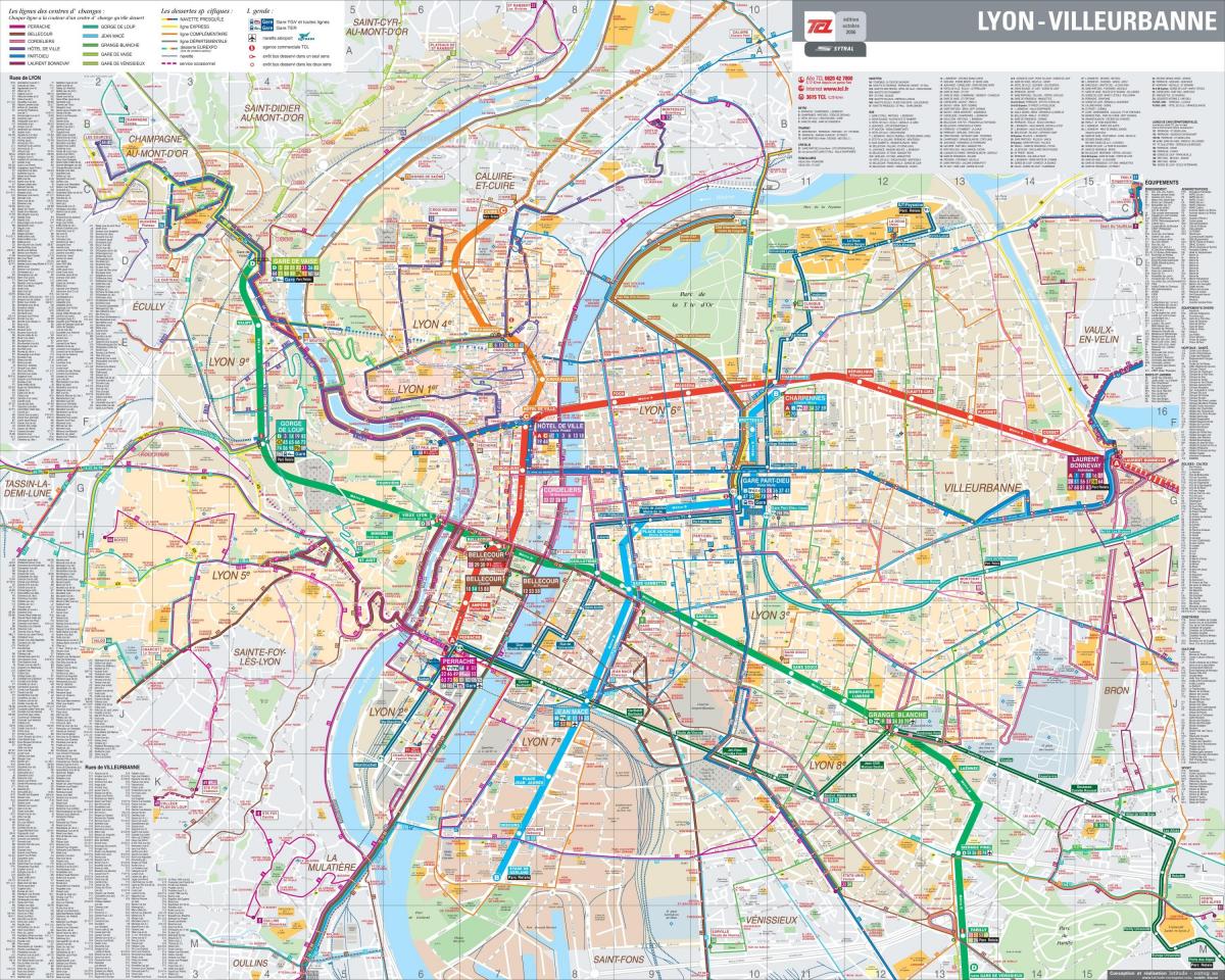 Lyon, francia mapa de autobuses