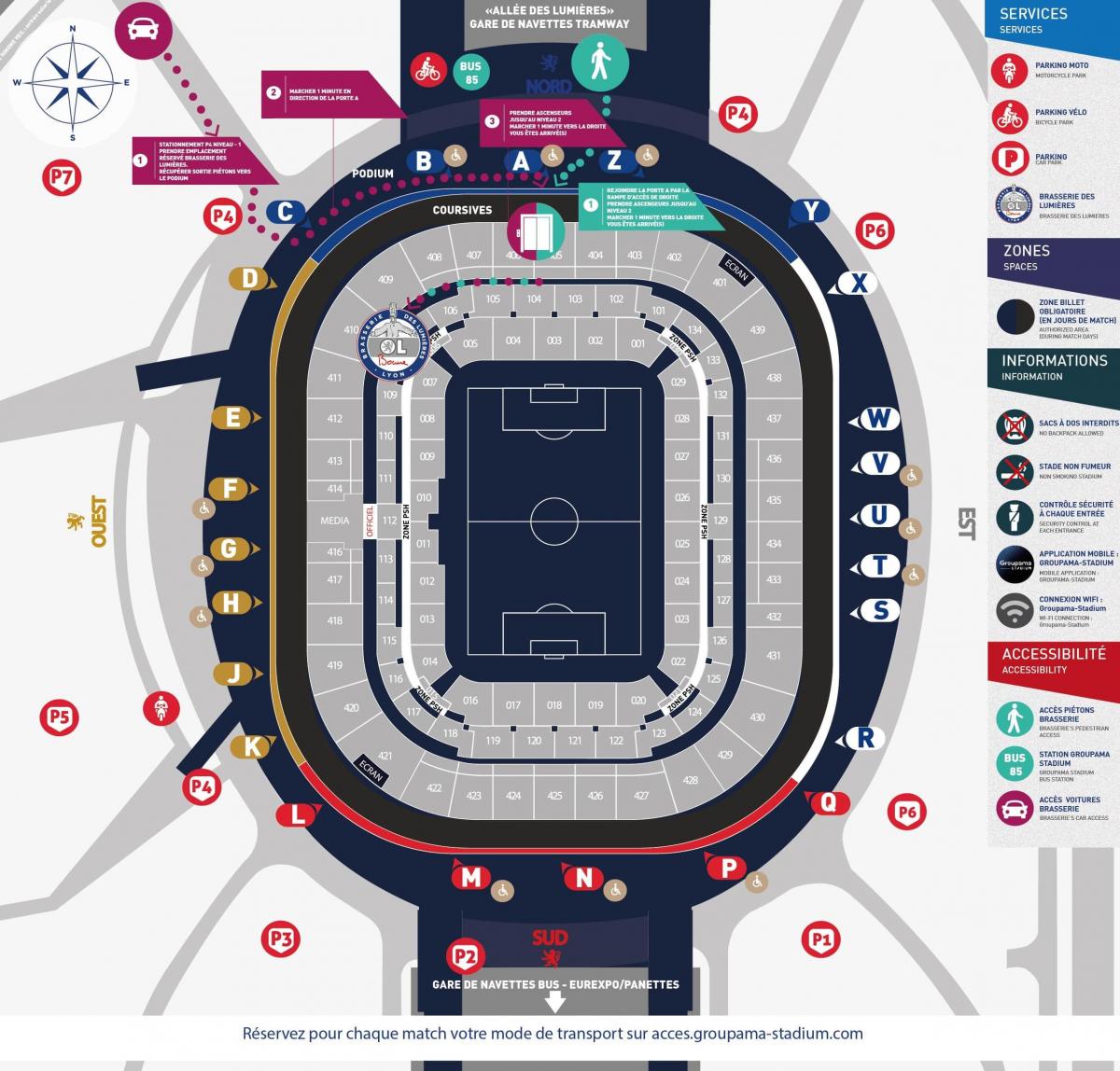 mapa de Lyon estadio