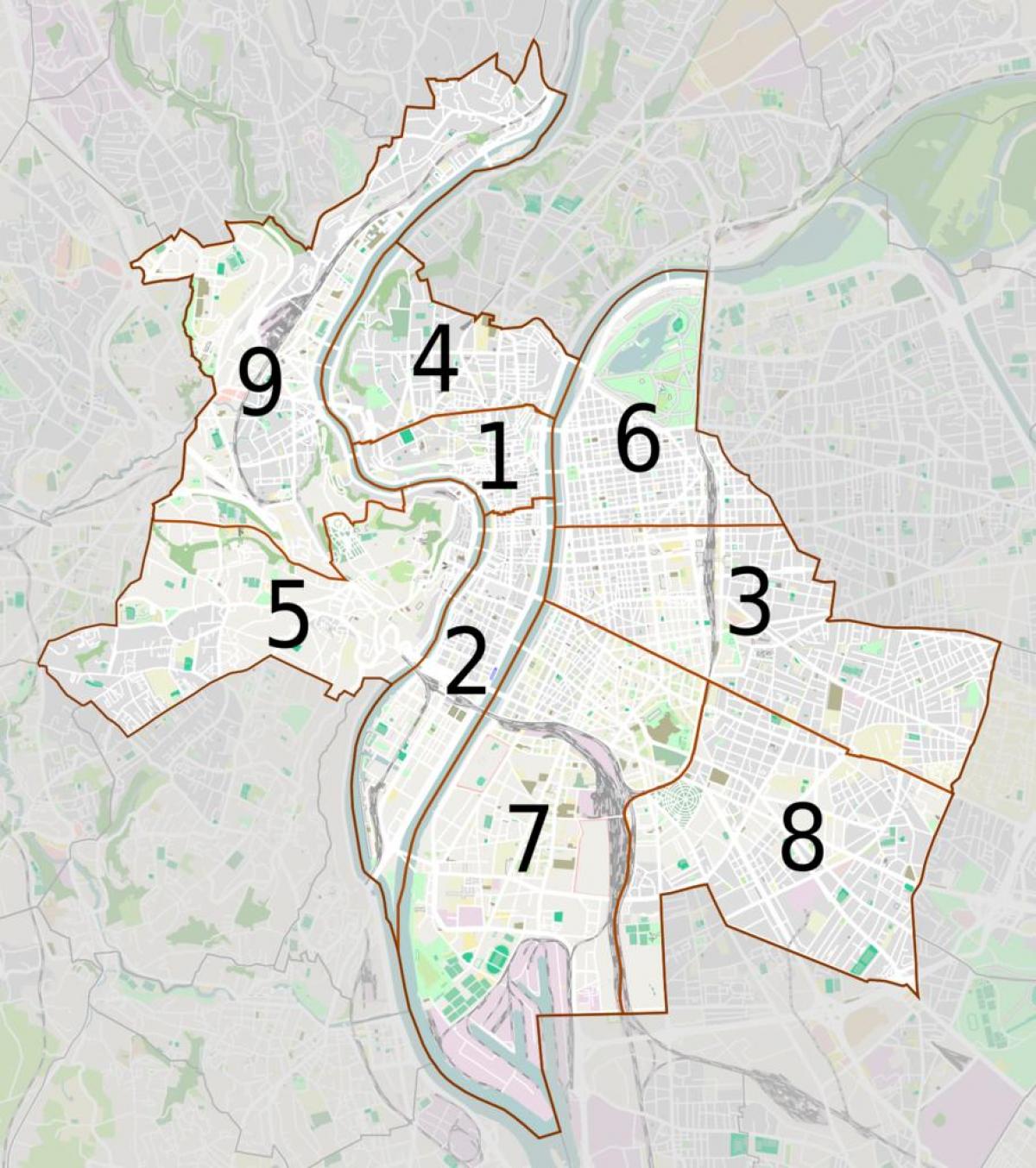 mapa de Lyon de los distritos