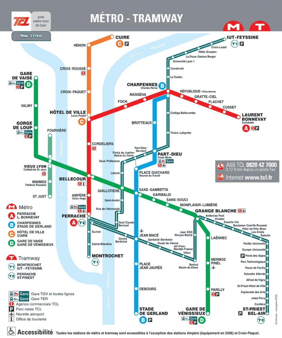 Lyon, francia mapa del metro