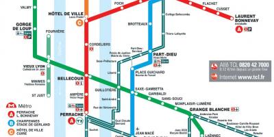 Lyon, francia mapa del metro
