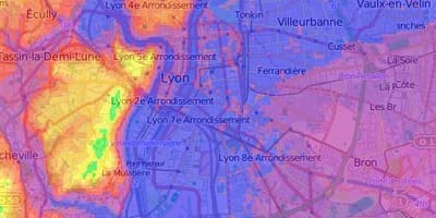 El mapa topográfico de Lyon