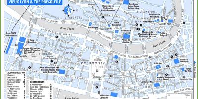 Mapa de la antigua ciudad de Lyon, francia