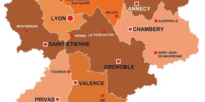 Región de Lyon, francia mapa